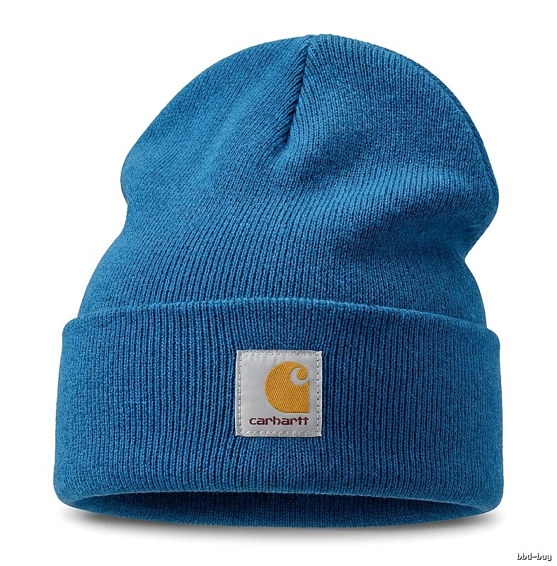 The classic blue knitted hat of Carhartt.