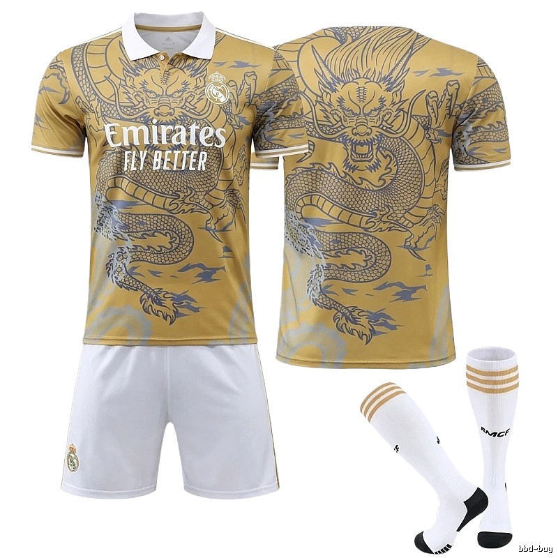 The dragon-patterned golden jersey of Real Madrid.