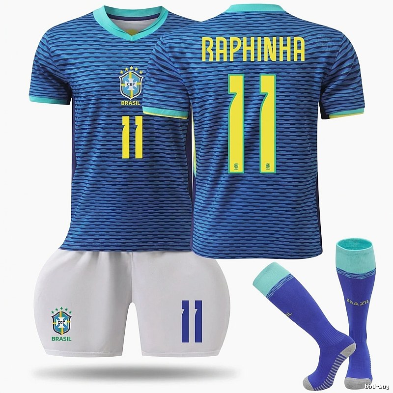 The No. 11 blue - striped jersey of the Brazilian team.