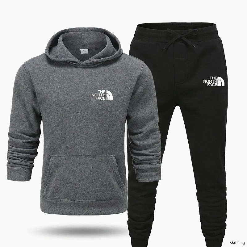 The North Face Simple Gray and Black Sportswear Set
