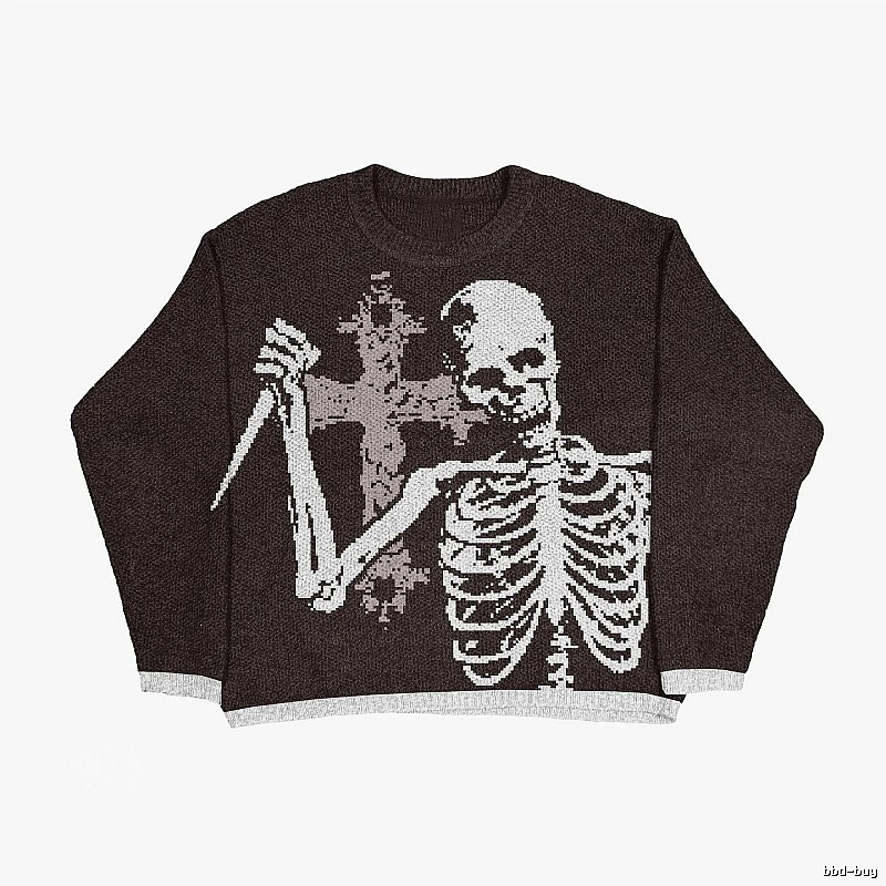 Travel Anime graphic sweater Black Knit Top with Modern Look