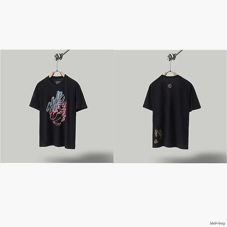 Travis Scott x Air Jordan Graffiti-style Black Short-sleeve T-shirt