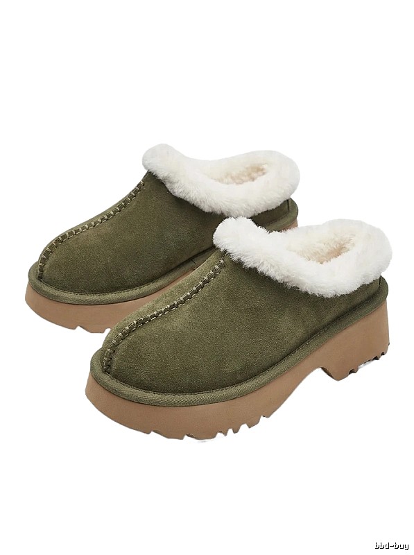 UGG plush retro-style military green shoes