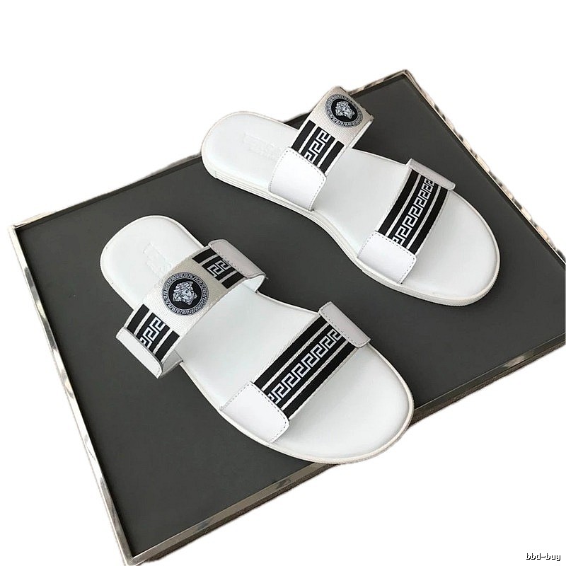 Versace Medusa Trendy Streetwear Style White Slides