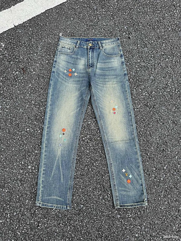Washed Blue Travel Embellished Straight Jeans