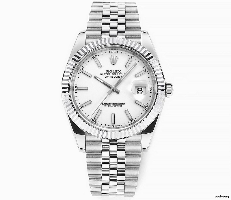 White Baton Dial Datejust Automatic Watch - Rolex Layering Edit