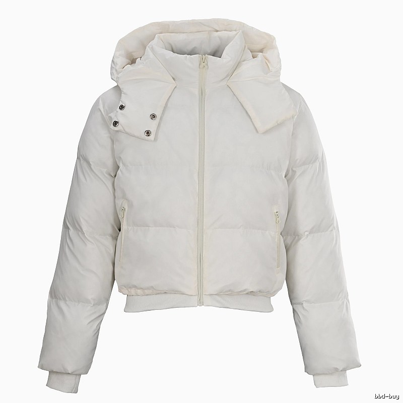 White Weekend Cropped Hooded Puffer