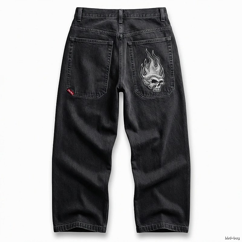 Y2K Fear of God Flame Black Denim Shorts